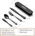 Travel Cutlery Set with Case Portable Silverware Utensils Set,5-pieces Stainless Steel Reusable Flatware Set Cutlery Set for Camping Picnic Hiking Office, Dishwasher Safe (matte black, 5.9) by Selafun