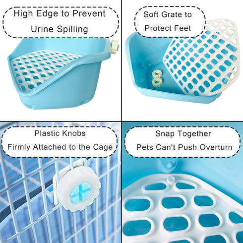 kathson Rabbit Litter Box, Pet Toilet Cage with Small Animal Cleaner Broom Brush Dustpan for Bunny