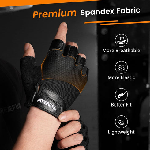 ATERCEL Premium Leather Workout Gloves, Ideal for Men and Women, Suitable for Weightlifting, Gym, Cycling