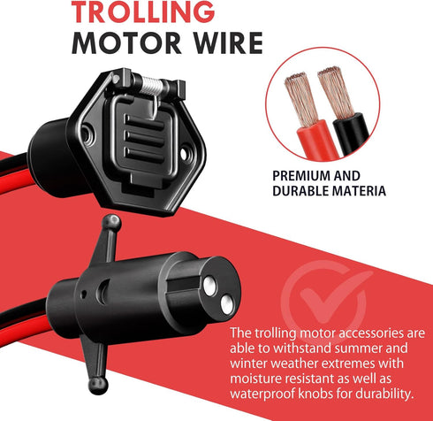 Trolling Motor Plug, 12V 24V 8 Gauge 2 Wire Receptacle Compatible with Minn Kota, Quick Connect Socket