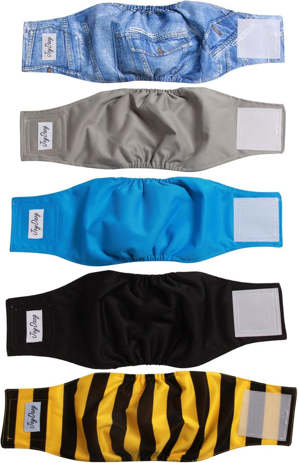 Reusable Dog Belly Bands for Male Dogs - 5 Pack Premium Washable Diapers, XS Size