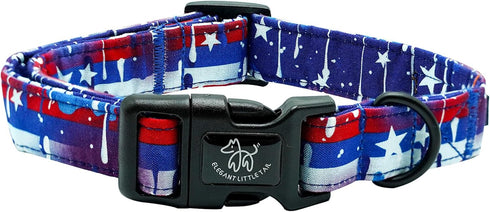 Independence Day Dog Collar by Elegant little tail, Adjustable Patriotic Holiday Collar for Small Medium Large Dogs