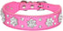 Rhinestone Dog Collar, Cute Flower Bling Collar, Adjustable PU Leather Sizes for XS Small Medium (M, Hot Pink)