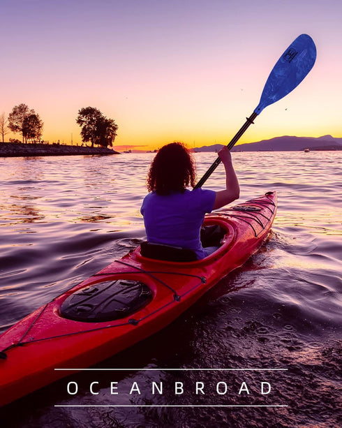 OCEANBROAD Adjustable Kayak Paddle - 86in/220cm to 94in/240cm Kayaking Oar with Paddle Leash