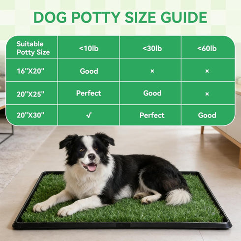 Puffluv Tray,16"x20" 2 Dog Grass Pad with Dog Litter Box, Artificial Turf Potty System with Reusable Grass Patches +