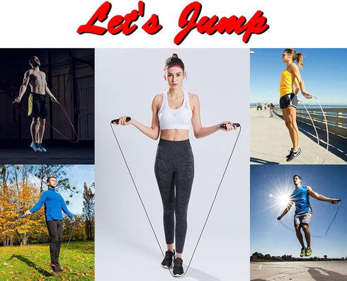 Jump Rope, Tangle-Free Rapid Speed Cable Skipping Rope, Adjustable for Men, Women, Kids - 2 Pack