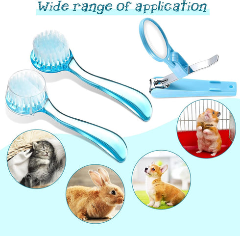Mudder 3 Pcs Hedgehog Small Animal Grooming Kit – Includes Bathing Brush and Nail Clipper with Magnifier