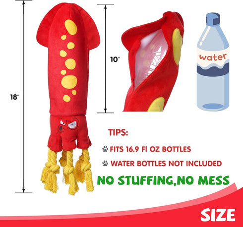 Water Bottle Dog Toys - Squeaky Enrichment Treat Dispensing Plush Toys for Small Medium Large Dogs