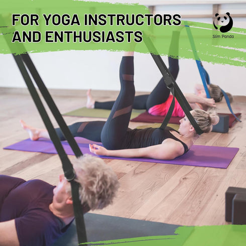 Slim Panda Yoga Strap for Stretching,Cotton Yoga Strap with Adjustable D-Ring Buckle,Non-Elastic Yoga Belt