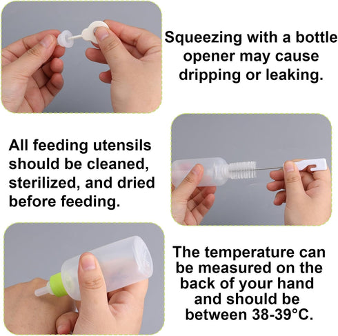 Fukaisu Kitten Bottle Feeding Kit, Professional Kitten Nursing Bottle with Nipple & Cleaning Brush Newborn Pet Feeding