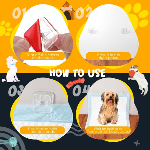 8 6 Pieces Wall Pee Pad Holder Clear Dog Potty Training Pad Holder Invisible Puppy Pad Holder Sticky Pee Pad Wall Clips