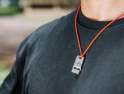 iBasingo 1 Pack Titanium Emergency Whistle, Loud Survival Safety Gear with Lanyard for Outdoor Hiking, Coaches, Training