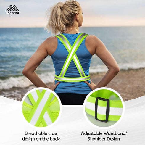 Running Vest Chest Phone Holder, Reflective Safety Gear for Dog Walking, Cycling - Adjustable Waist/Shoulder