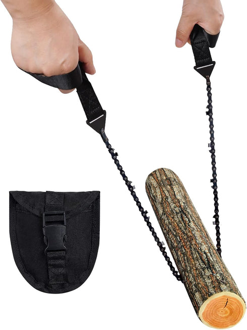 Pocket Chainsaw with Paracord Handle, Folding Hand Saw for Emergency Outdoor Survival Gear, 24'' Long