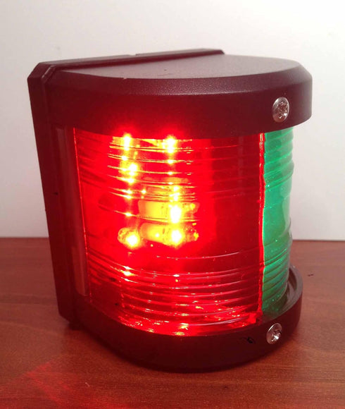 Pactrade Marine Boat Pontoon LED Navigation Light, Black ABS Plastic Housing, Waterproof IP:66, Combo Green and Red Bow