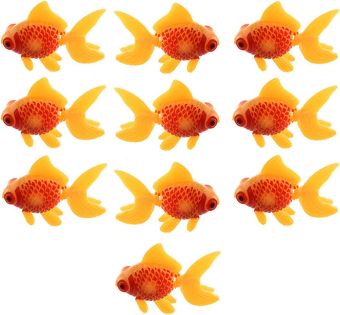 XMHF Aquarium Fish Bowl Tank Artificial Floating Plastic Yellow Red Decor, Goldfish Ornament Fish Tank Decoration, 10PCS