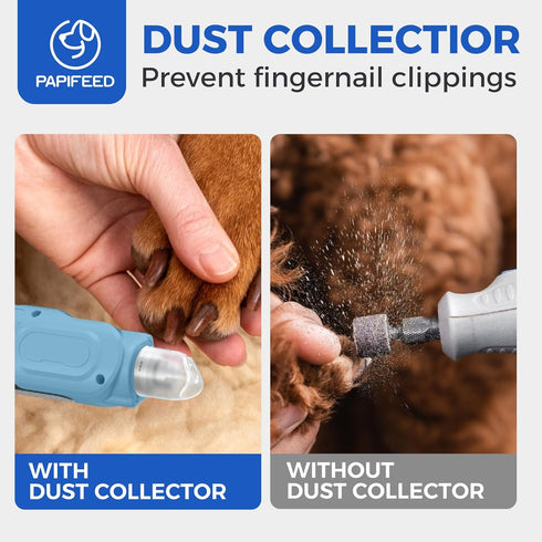 6-Speed Trimmer Set) PAPIFFEED Dog Nail Grinder, Quiet Electric Nail with Dual LED Light, Rechargeable for Small Medium