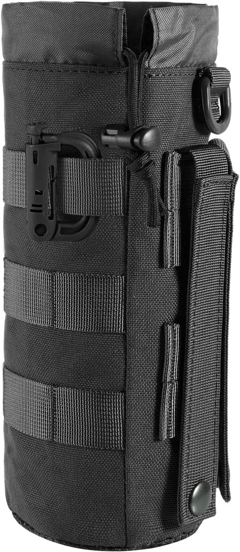 FRTKK Tactical MOLLE Water Bottle Pouch, Drawstring Open Top & Mesh Bottom, Military Water Bottle Holder