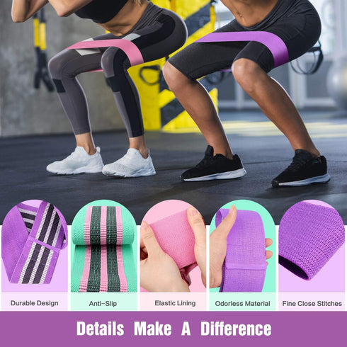 Resistance Bands for Legs and Butt, Thick Wide Stretch Fitness Bands, Non-Slip Workout Loop Bands for Women
