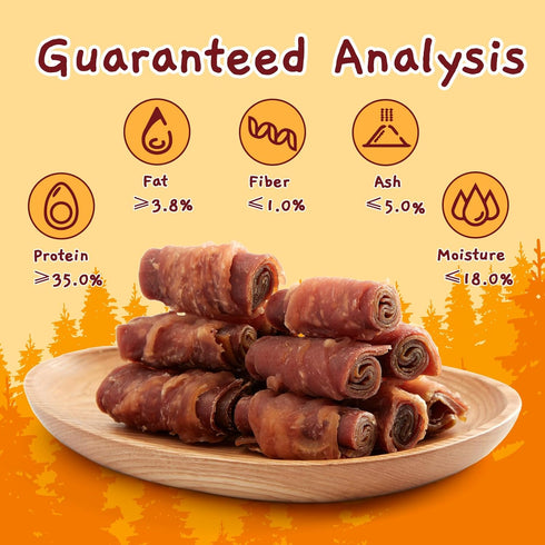 10.6 oz Jungle Calling Triple Flavor Rolls Dog Treats, Made with Real Chicken Duck Beef Meat, Rawhide Free Dogs