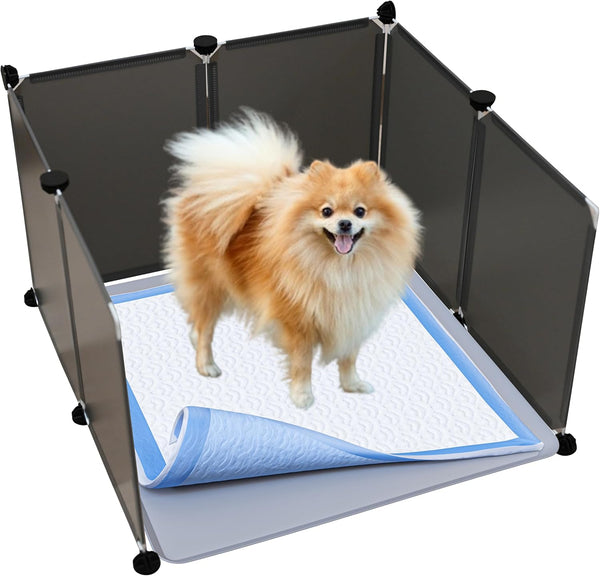 Skywin Dog Pad Holder Tray for 24” x 24” Pads with Litter Box Enclosure - Easy Clean Indoor Dog Potty Tray