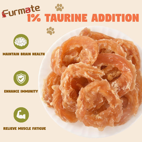Dogs,10.58 oz Dog Treats Chicken Jerky Rings, Natural Chicken Breast w/Taurine, Rawhide-Free High-Protein Long-Lasting