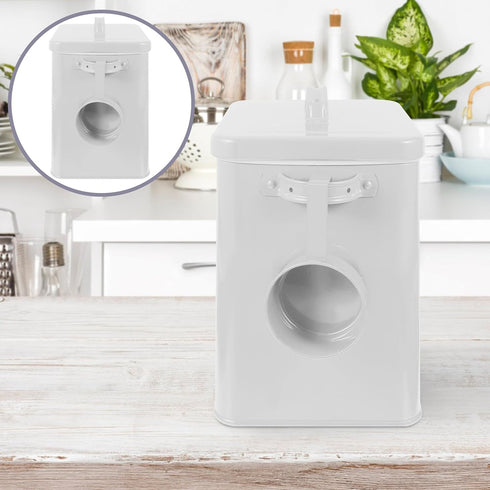 TOPPERFUN Iron Airtight Storage Bucket with Lid White Dry Food Container for Kitchen Flour Canister Suitable for Pantry
