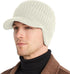 Winter Hats for Men - Fuzzy Fleece Lined Beanie with Ear Flaps and Visor Brim for Outdoor Warmth