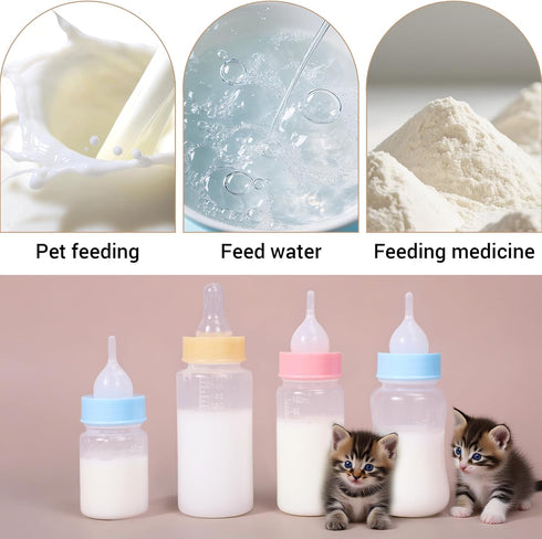 ASEVAT 4 oz 3PackPet 3pcs Feeding Bottle, Anti-Choking Puppy Feeder Design,with Replaceable and Reusable Silicone