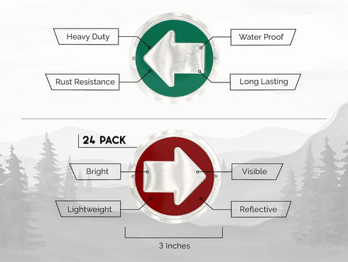Trail Markers - Bright Reflective Trail Marker Pack of 24, Easy to Mount, Mark Your Trees for Hunting, Hiking, Camping, and More.