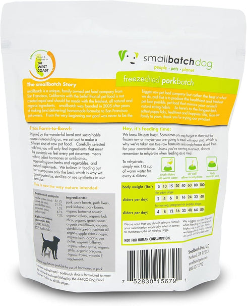 smallbatch Pets Freeze-Dried Premium Raw Food Diet for Dogs, Pork Recipe, 14 oz, Made in The USA