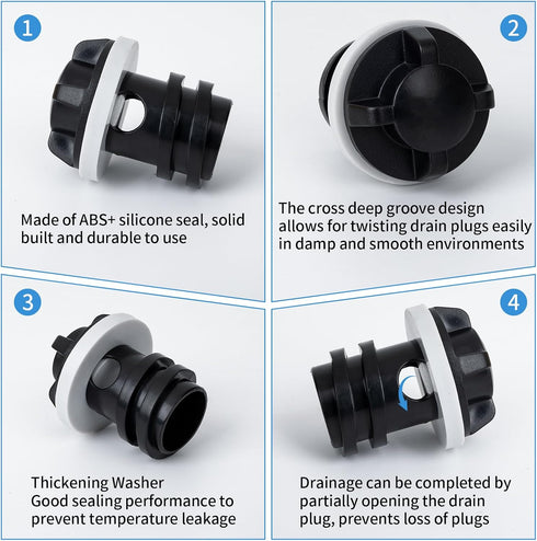 UP2WIN Cooler Drain Plugs, 2 Pack Leak-Proof Caps Compatible with Rtic Orca Yeti's Line of Coolers (Small)