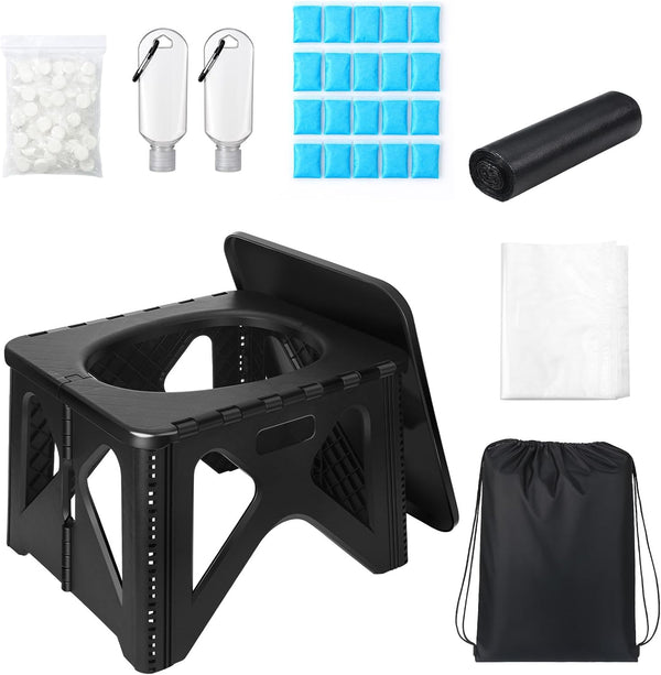 Chicmount Portable Toilet Kit for Camping, Car, Adult Ultralight Foldable Camping Toilet Seat