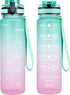 OLDLEY Water Bottles, 32oz - Motivational Sports Water Bottle with Time Marker, Tritan, BPA Free, Wide Mouth, Bubble Gum
