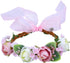 Pet Flower Collar with Adjustable Ribbon, Small Dog Wedding Attire Wreath Bow, Pink Floral Collar for Small Dogs, Cats,