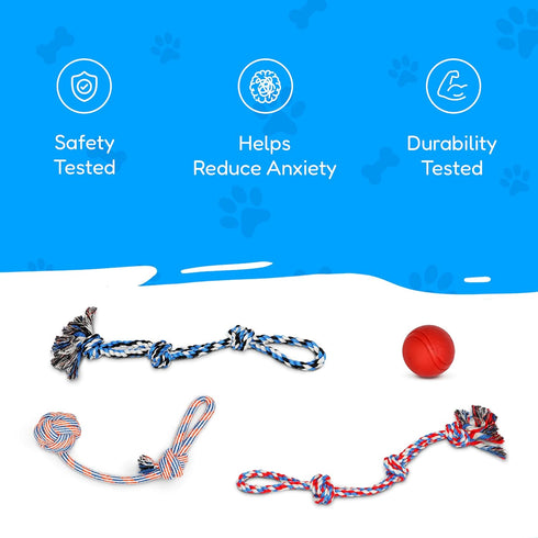 Pacific Pups Large Dog Toys 4 Piece Dog Toy Set for Aggressive Chewers, Dog Tug of War Toys for Large Dogs