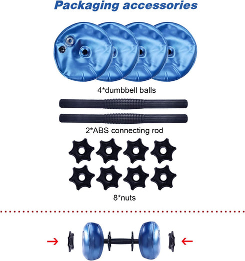 Water Filled Dumbbells Set - Adjustable Portable Travel Weights for Strength Training and Fitness Shaping