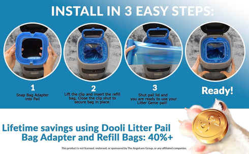 Cat Litter Pail Bag Adapter, Fits Litter Genie, Litter Genie Plus, Litter Genie XL, and XXL