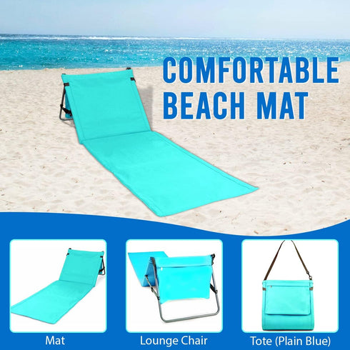 Bo-Toys Bo Toys Portable Beach Mat Lounge Chair and Tote (Plain Blue)