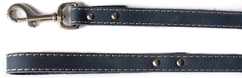 Affordable European Luxury Medium Soft Navy Leather Dog Lead, Made in USA