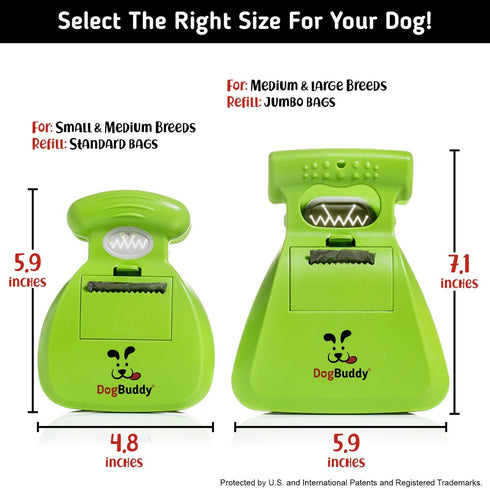 DogBuddy Portable Pooper Scooper for Small and Large Dogs, Includes Bag Attachment, Leash Clip, Waste Bags