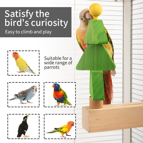 Bird toys & Bird Perch, Bird Wooden Block Chewing Toy Parrot Foraging & Puzzle Toys Bird Cage Accessories for Conures