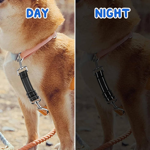Dog Safety Clip 2pcs, Prong Collar Backup Clips with Dual Metal Clasps, Adjustable Reflective Nylon Harness to Collar