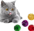 AUEAR 12 Pack 2 Inch Sparkle Ball Shiny Glitter Tinsel Pom Poms, Interactive Cat Balls for Kittens
