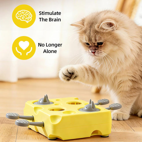 Generic Self Play Cat Toys - Non Slip Funny Cheese Food Dispenser,Interactive Cat Treat Dispenser Toy,for Indoor Kitten