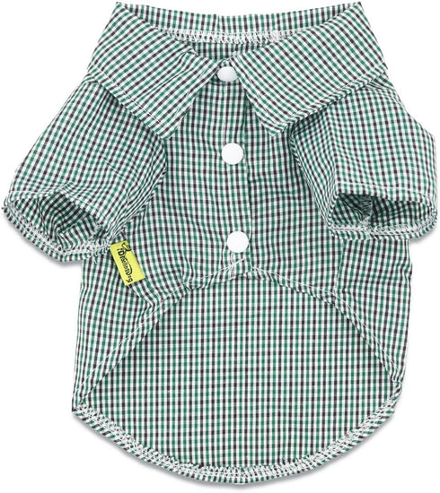 DroolingDog 3 Pack Plaid Dog Tee Shirt, Puppy Button Up Shirts, Breathable Summer T-Shirts for Small Dogs