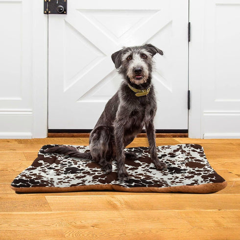 Qilmy Cow Print Dog Bed, Non-Slip Soft Cat and Dog Bed Mattress, Washable Kennel Pad (24 x 36 Inch)