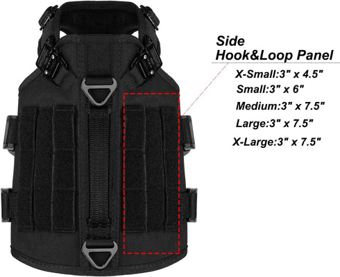 ICEFANG GN3 Tactical Dog Harness, Dog Molle Vest with Handle, No Pulling Front Clip, 6X Buckle, X-Small, Black