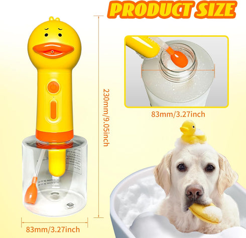 Dog Shampoo Frother, Pet Bath Brush - Deep Cleaning Foam Machine with 350ml Capacity, Shampoo Sprayer