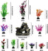 25pcs Aquarium Decorations Plants with Rockery View, Fish Tank Accessories and Rock Cave Hideout Ornaments